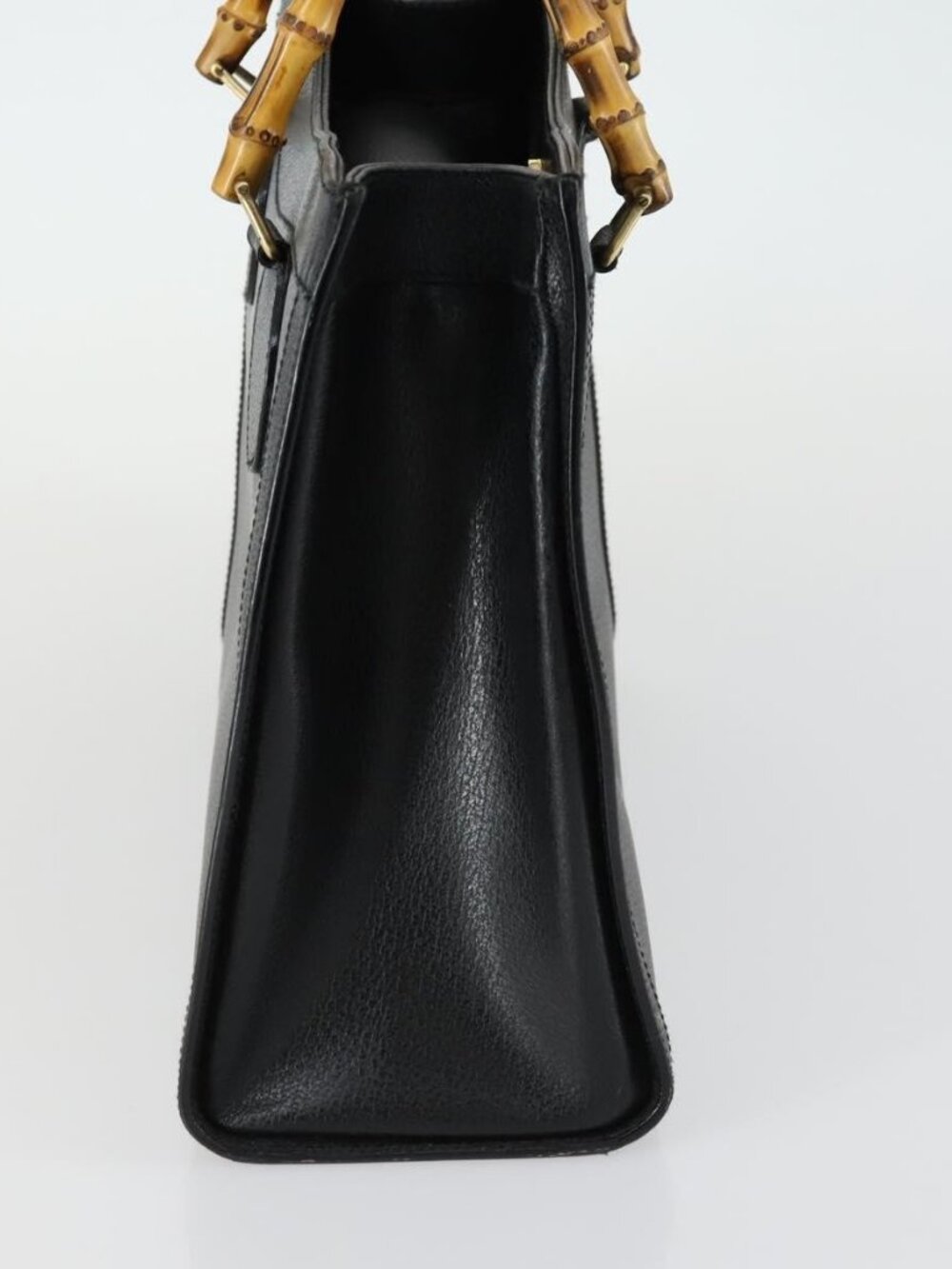 GUCCI Bamboo Hand Bag Leather Black Gold 002 1186 0260 Auth 156902 - Picture 5 of 16